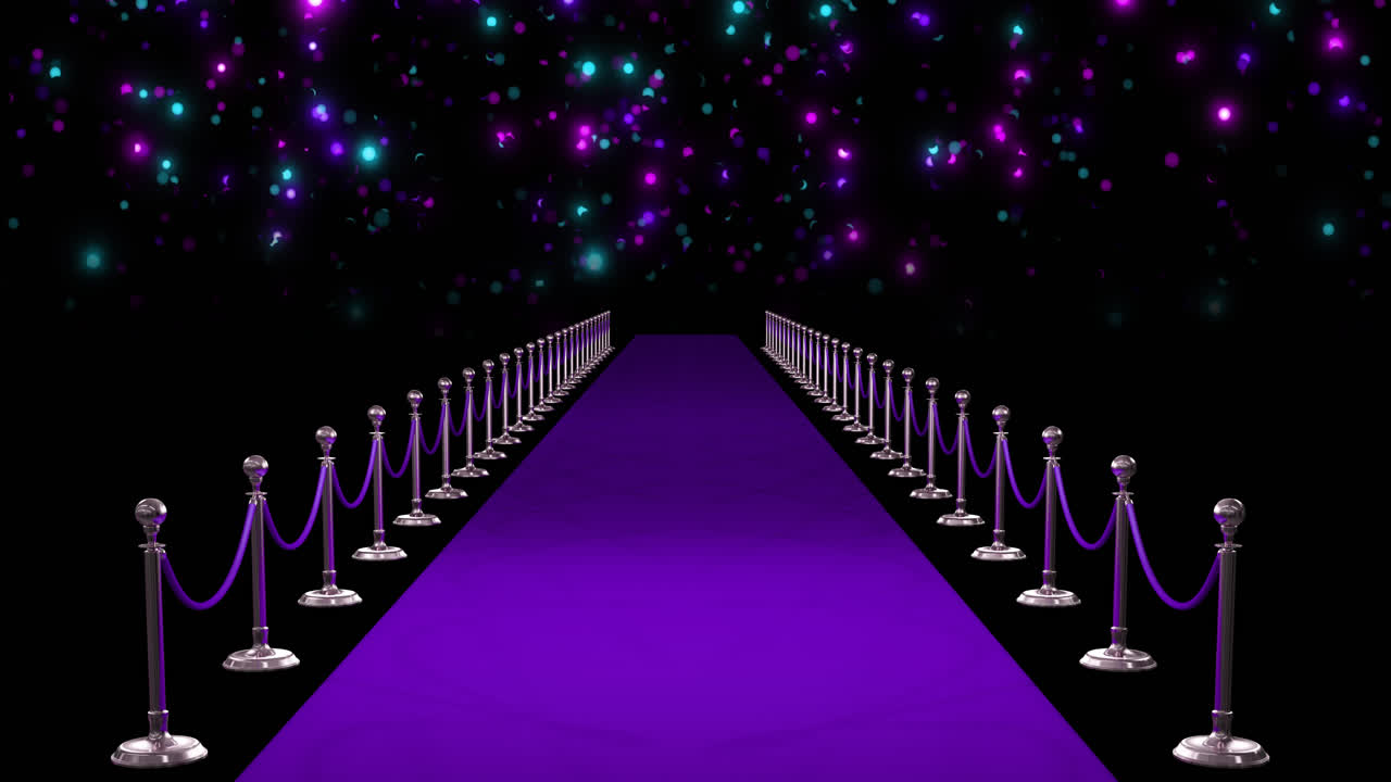 보라색 카 배경에 떨어지는 반이는 빛의 반점의 애니메이션