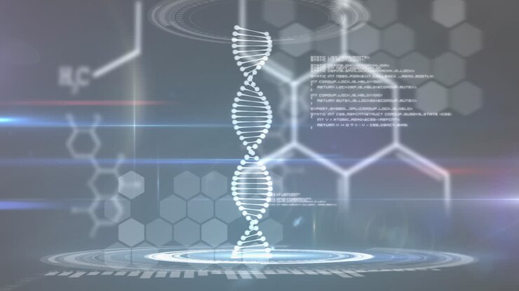 Animation of dna strand and scientific data processing