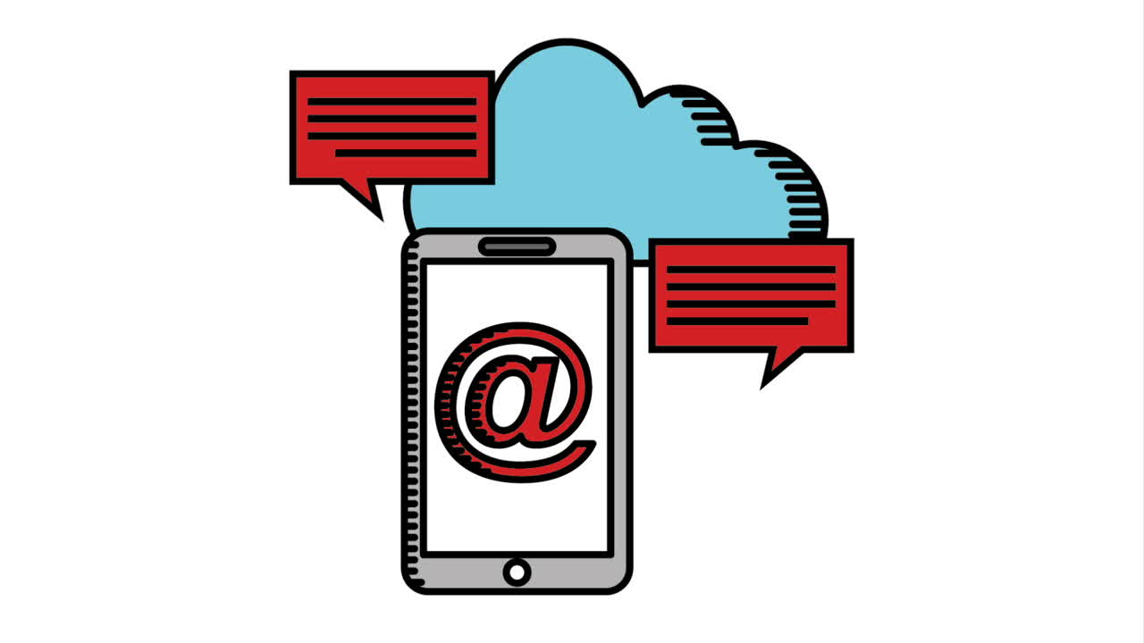 diseño de teléfonos celulares y correos electrónicos, animación de video