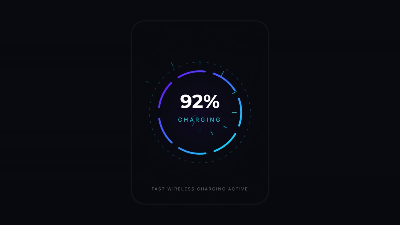 Digital Wireless Charging Interface Showing Battery Percentage Progress