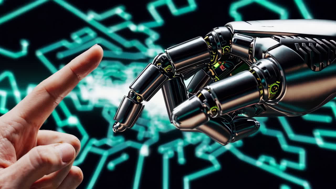 Human Hand Touching Robot Hand