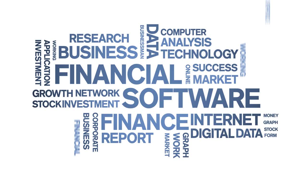 4k Financial Software Animated Tag Word Cloud,Text Animation seamless loop.