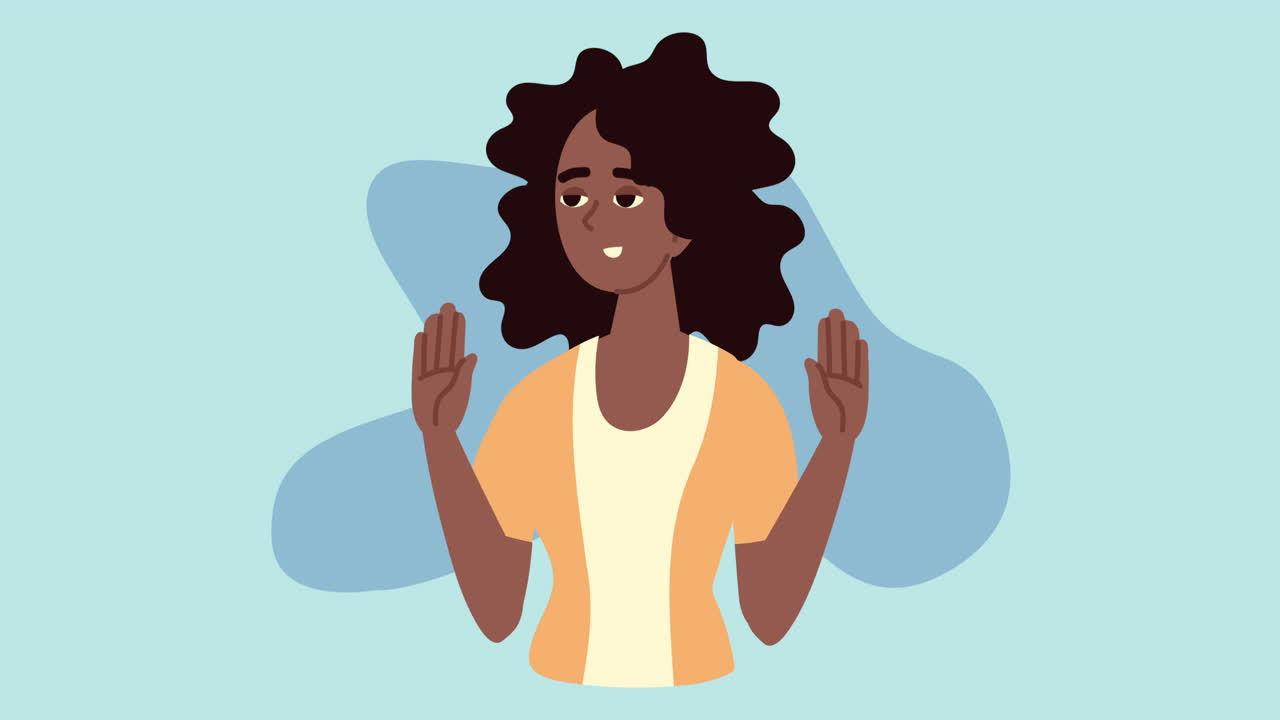 afro young woman avatar character animation