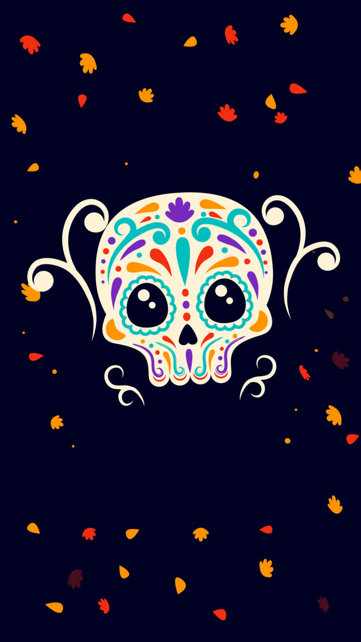 una animación de diseño plano dia de muertos fondo