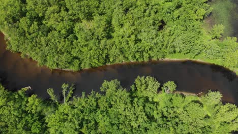 Vista-Aérea-A-Lo-Largo-Del-Río-Schroon-Y-El-Norte-Del-Estado-De-Nueva-York,-Vegetación-De-EE.UU.