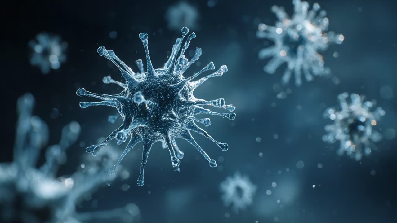 A Stunning Close-Up View of Microorganisms Representing Viruses and Bacteria in a Dynamic and Abstract Environment Illustrating Complex Interactions in Biology