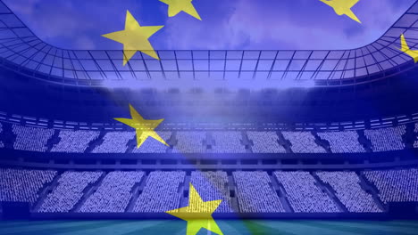 european flag floating in front of a stadium