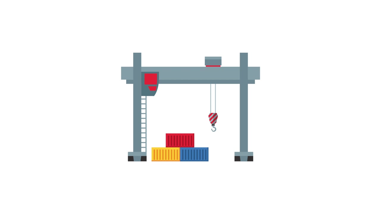 Animated Gantry Crane Assembling and Stacking Shipping Containers