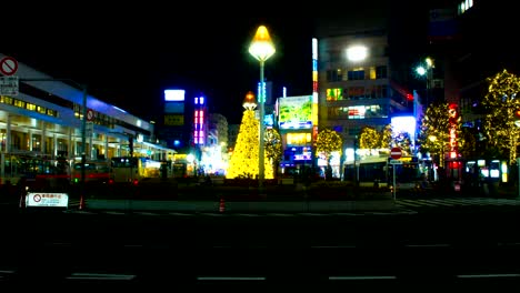 night lapse 4k near kichijouji station wide shot zoom in