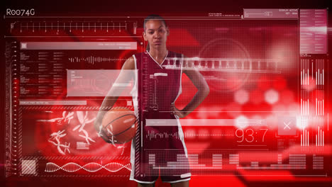 female basketball player against digital interface