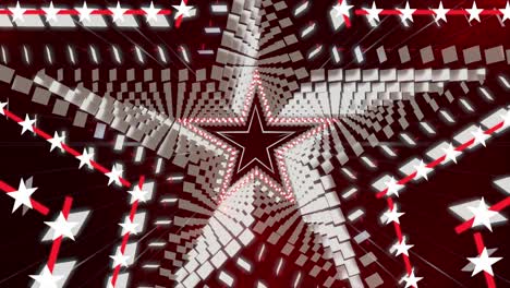 white and red star background in loop, stage video background for nightclub, visual projection, music video, tv show, stage led screens, party or fashion show