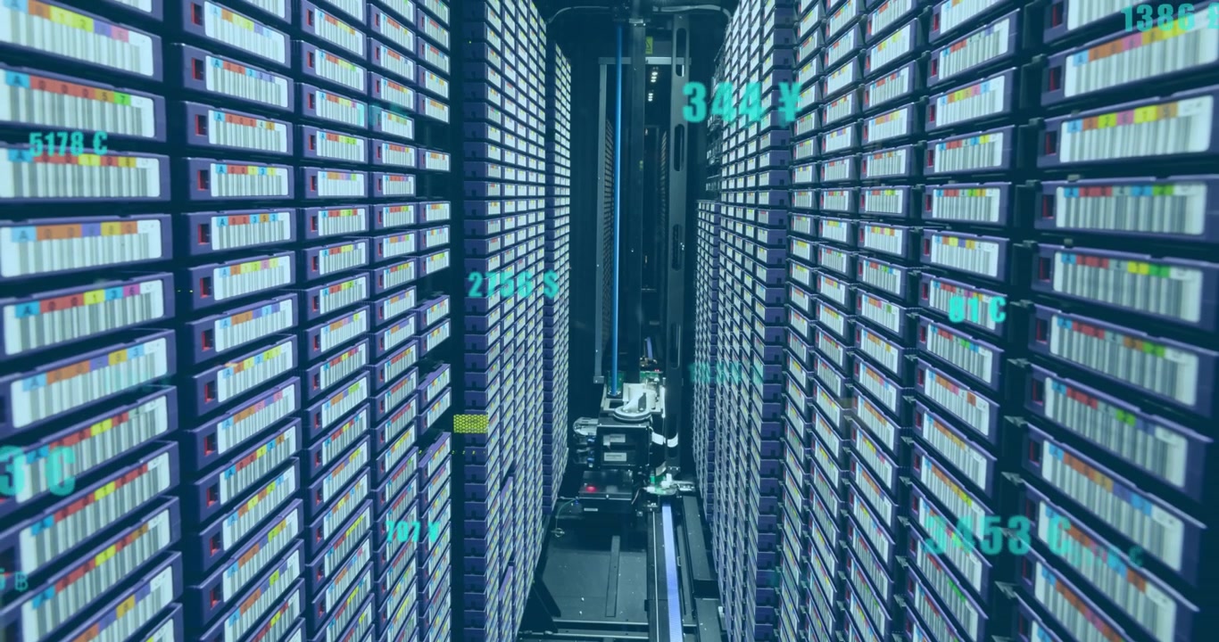 Animation of numbers and data processing over computer servers