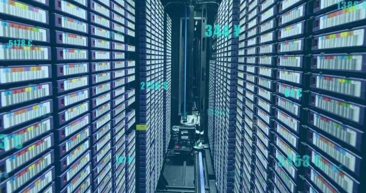 Animation of numbers and data processing over computer servers