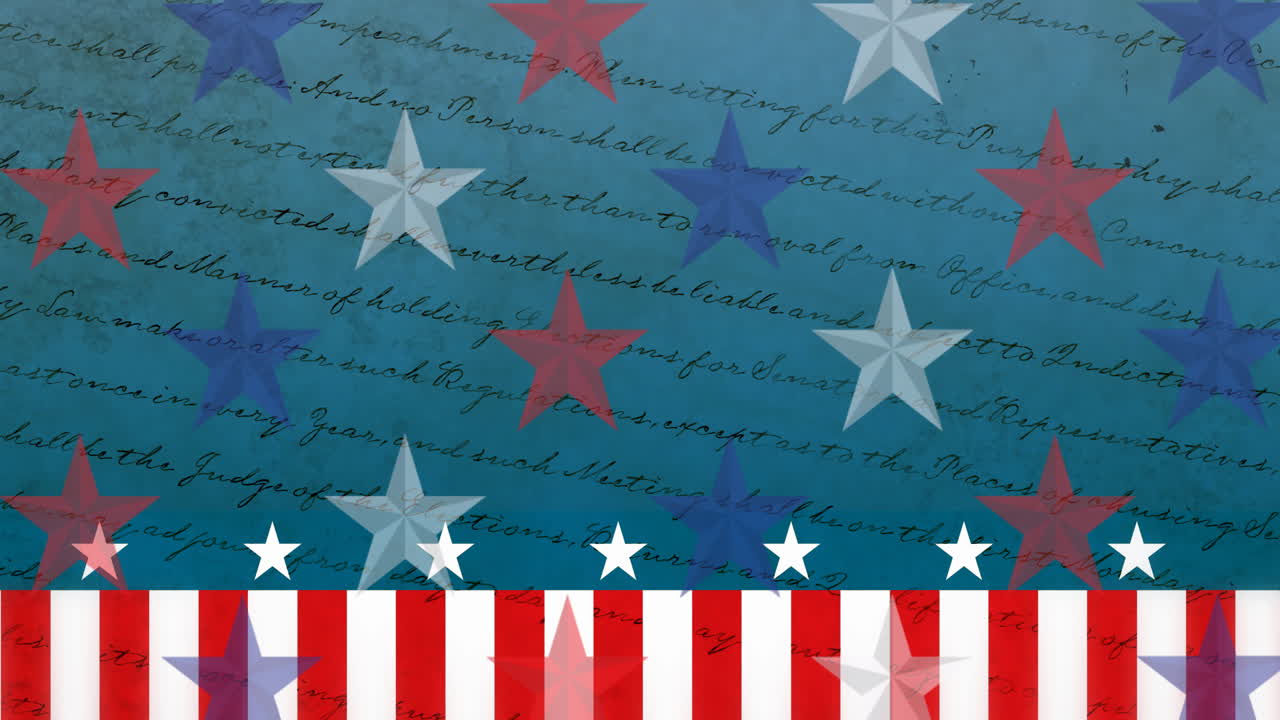 Animation of stars moving over american constitution