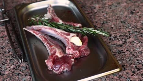 raw lamb ribs ready for marinating