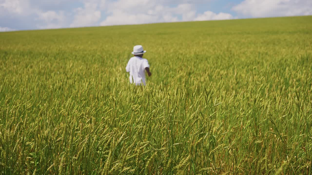 Child Running Through Wheat Field