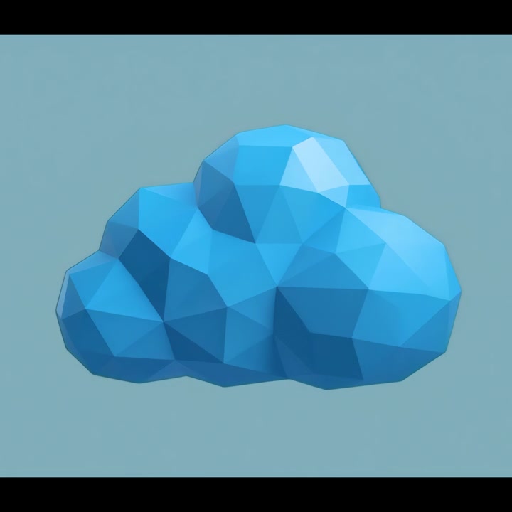 Animazione di nuvola blu low poly rotante