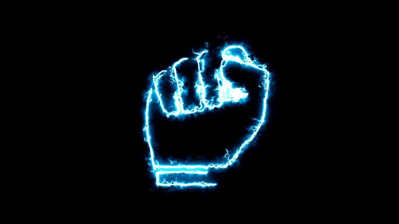 Sign resistance force, silhouette in glowing energy aura. Two color solutions