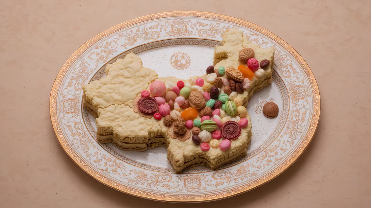 Cake shaped as China with candies