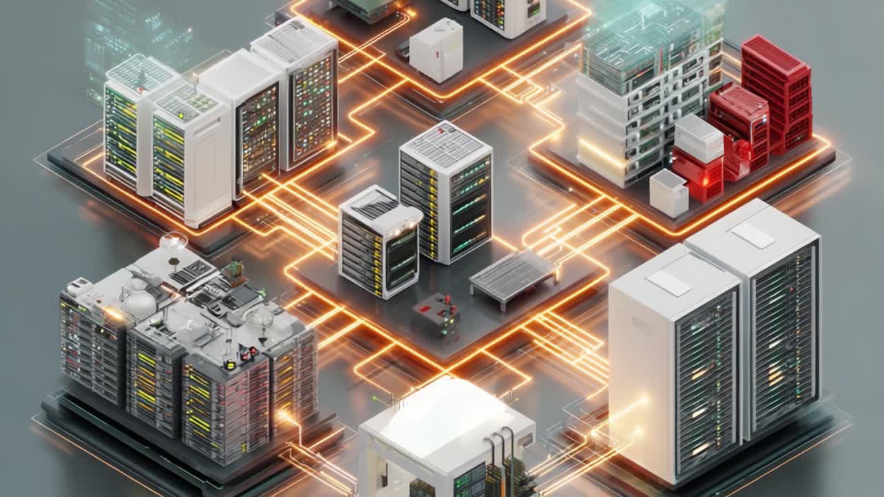 A Complex Network of Modern Data Centers Interconnected with Advanced Technology and Systems to Optimize Performance and Data Management