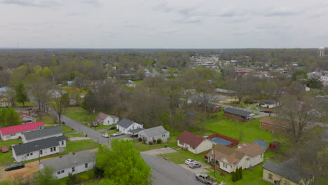 Push-over-lower-middle-class-neighborhood-in-Thomasville,-North-Carolina-on-a-cloudy-spring-day