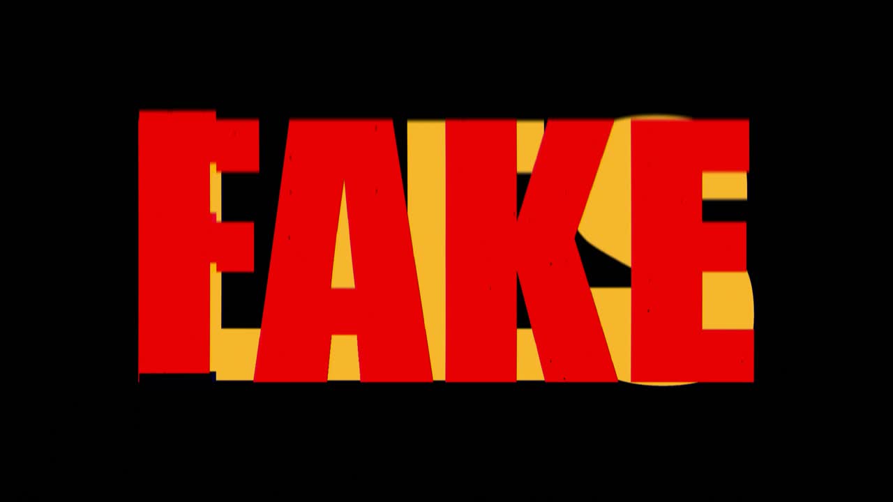 무거운 의도적인 왜곡과 오류를 가진 애니메이션 fx: 가짜와 거짓말의 단어 사이에 전환