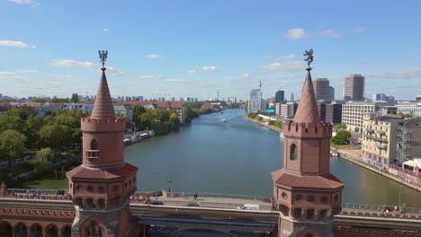 summer day east west berlin border river bridge germany