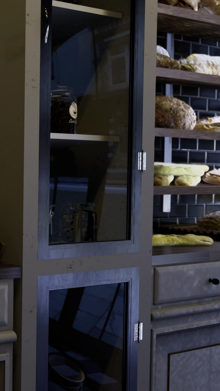 Freshly baked bread displayed in a cozy bakery setting near sunset glow