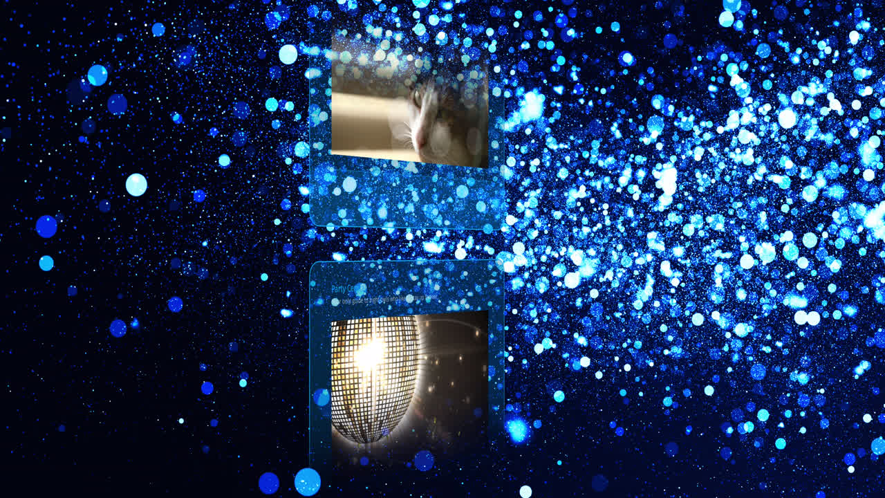 animación de publicaciones en las redes sociales sobre puntos de luz sobre fondo negro