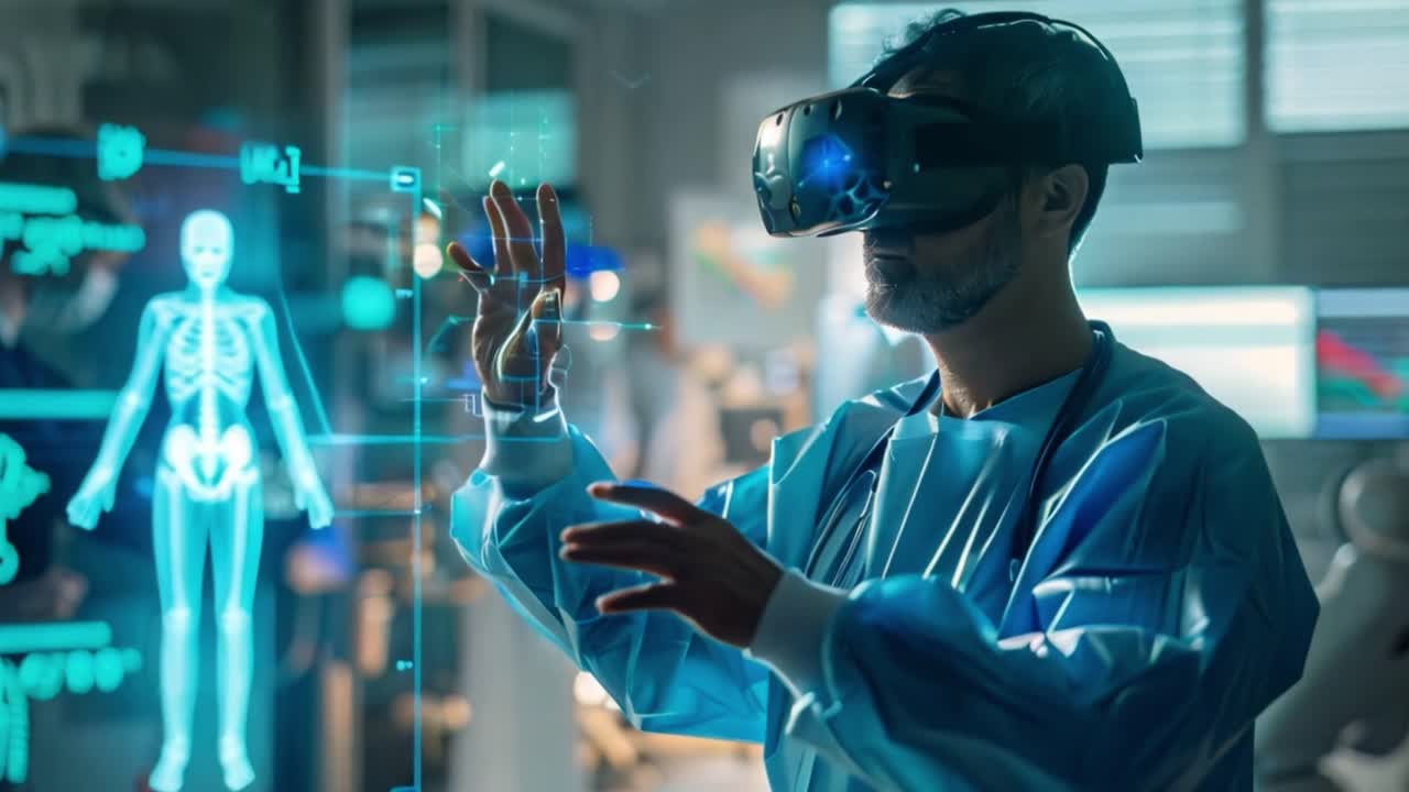 Medical Professional Uses Virtual Reality for Advanced Anatomy Visualization