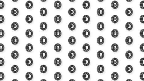 animated flat black bitcoin cryptocurrency coin video seamless pattern background. 4k