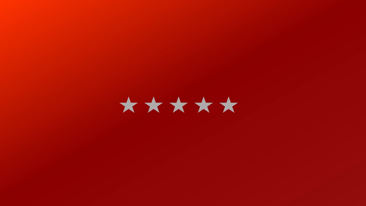 五星級客戶服務質量符號,以紅色背景上的動畫星表示