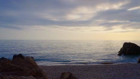 empty rocky beach in slow motion