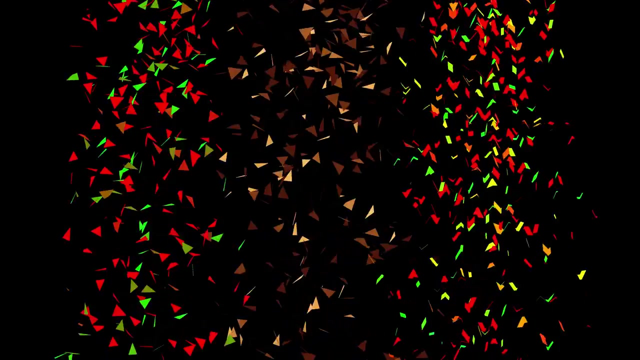 Coriandoli colorati che cadono su uno sfondo nero.