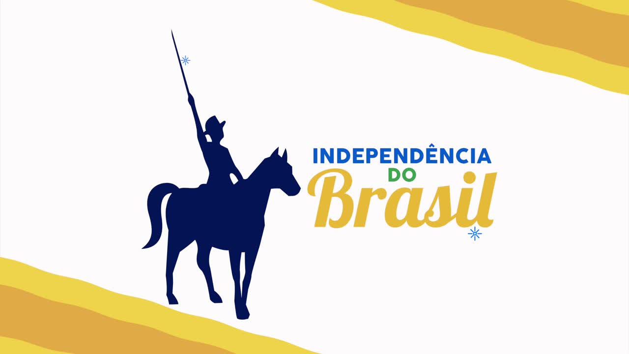independencia brasil letras con guerrero en silueta de caballo