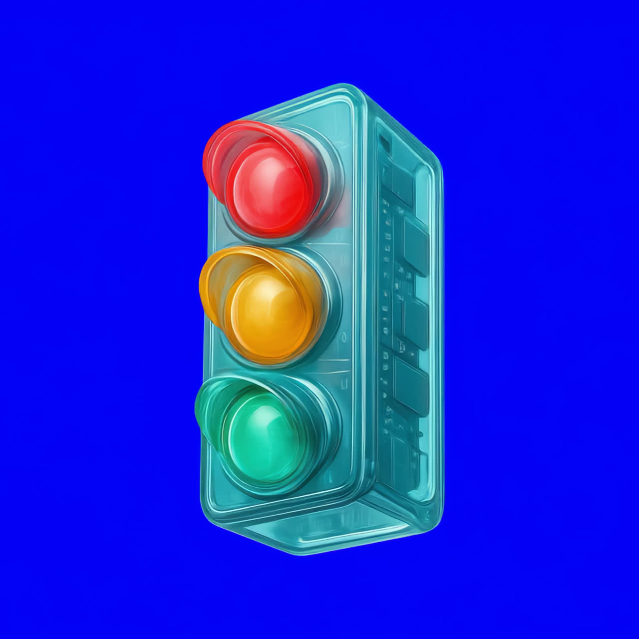 Futuristic transparent traffic light animation isolated asset, transparent 4K video, alpha channel