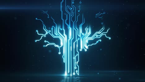 glowing circuit board tree