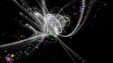 futuristic animation with stripe object and flickering particles in slow motion, 4096x2304 loop 4k