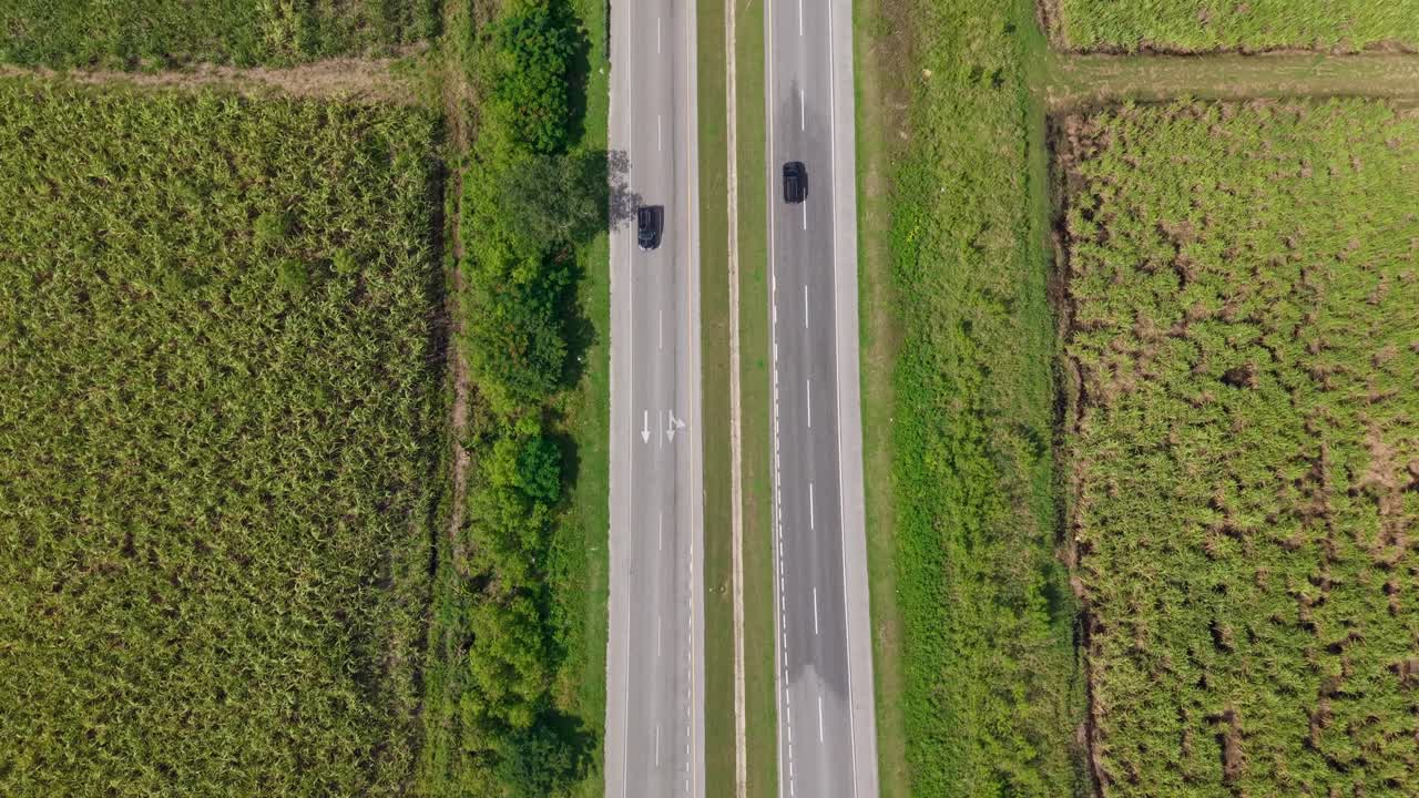 Bird's Eye View Over Coral Highway In Dominican Republic - Drone Shot