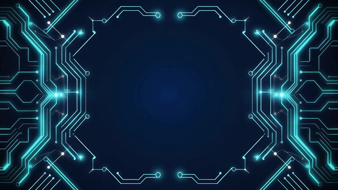 Animated Digital Circuit Board Frame with Glowing Lines