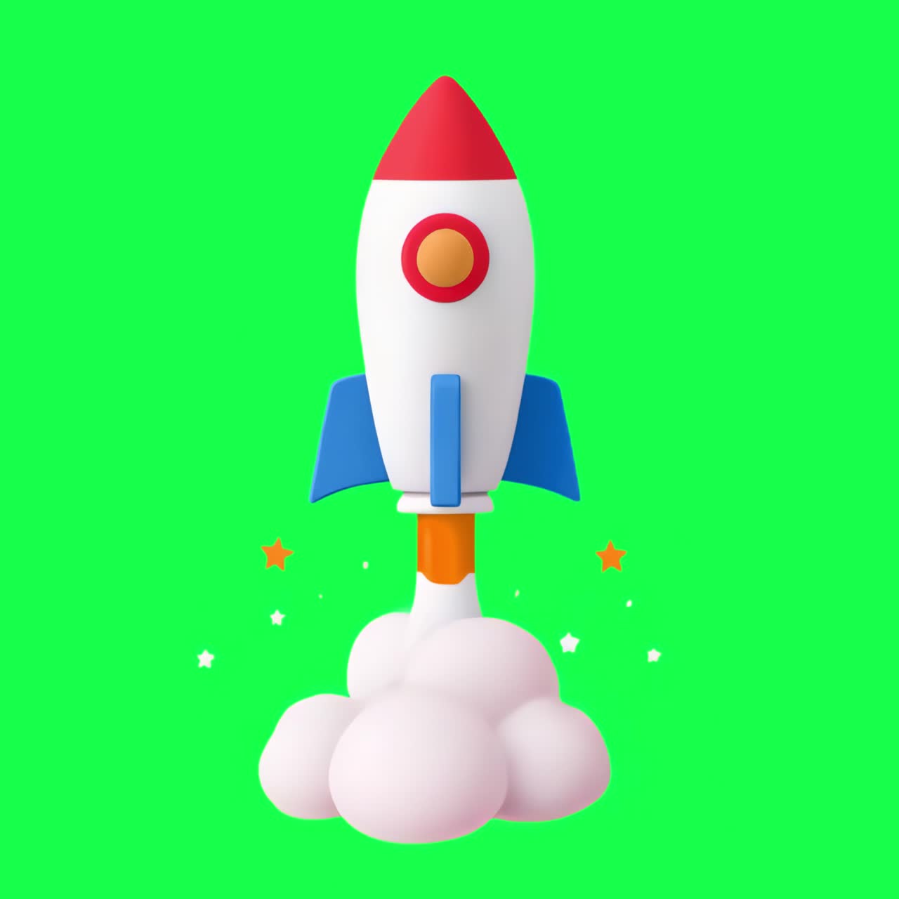 Colorful rocket launching illustration transparent 4K video, green screen