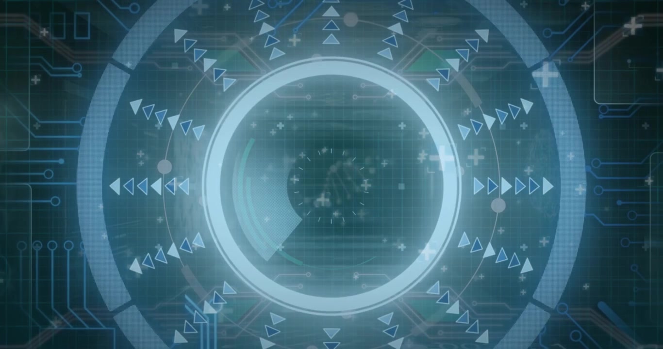 Animazione di scansione dell'ambito sull'elaborazione dati su sfondo nero
