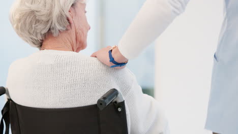 Hand,-shoulder-and-wheelchair-with-an-elderly