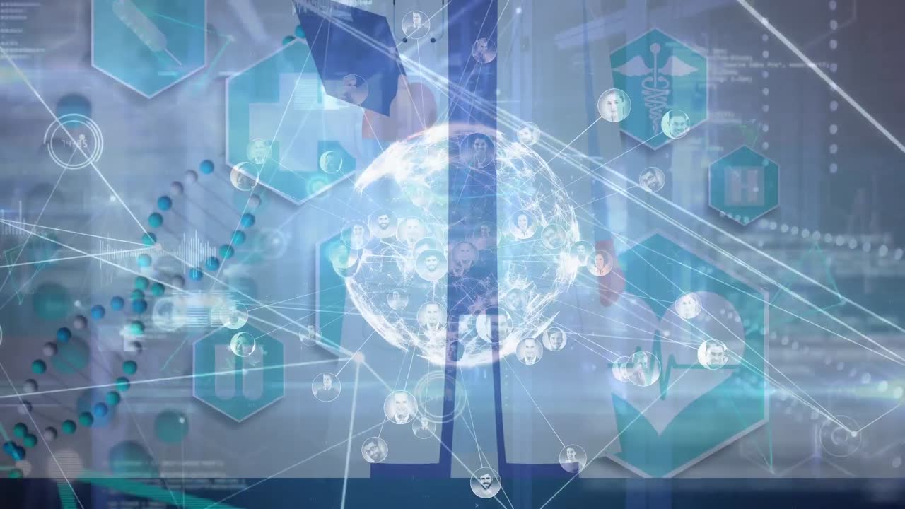 анимация сети соединений по всему миру