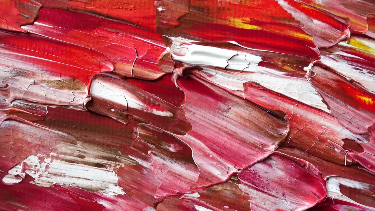 Desenho abstrato pintado com guache. Filmagem de uma imagem em movimento