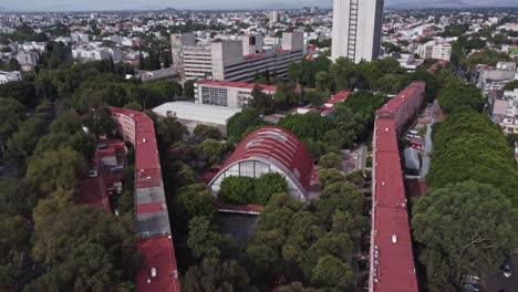 reverse reveal drone view of a housing unit in mexico city