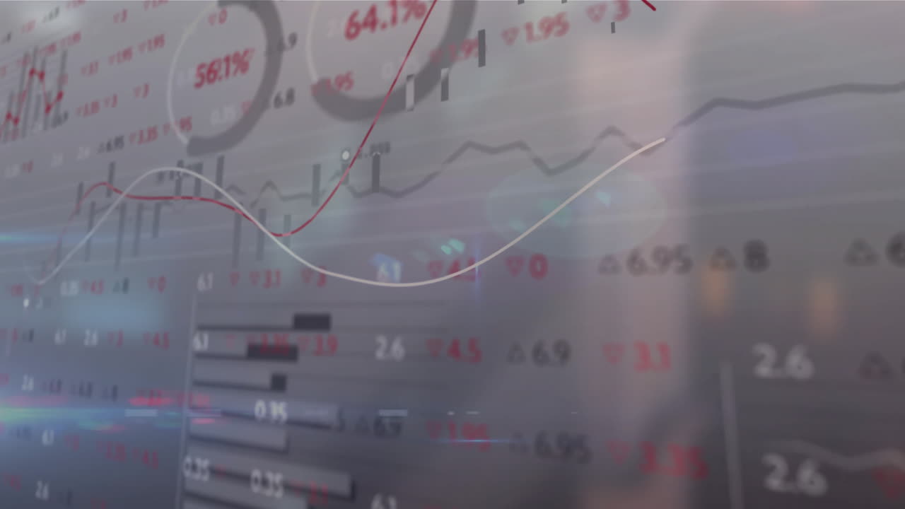 Animation of data processing over dark background