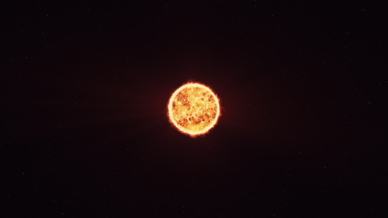 The Sun in space. Wide black background