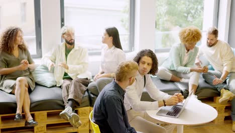 Time to relax during a coffee break in a coworking