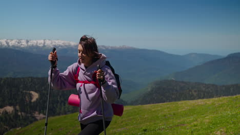 woman hiking in mountains